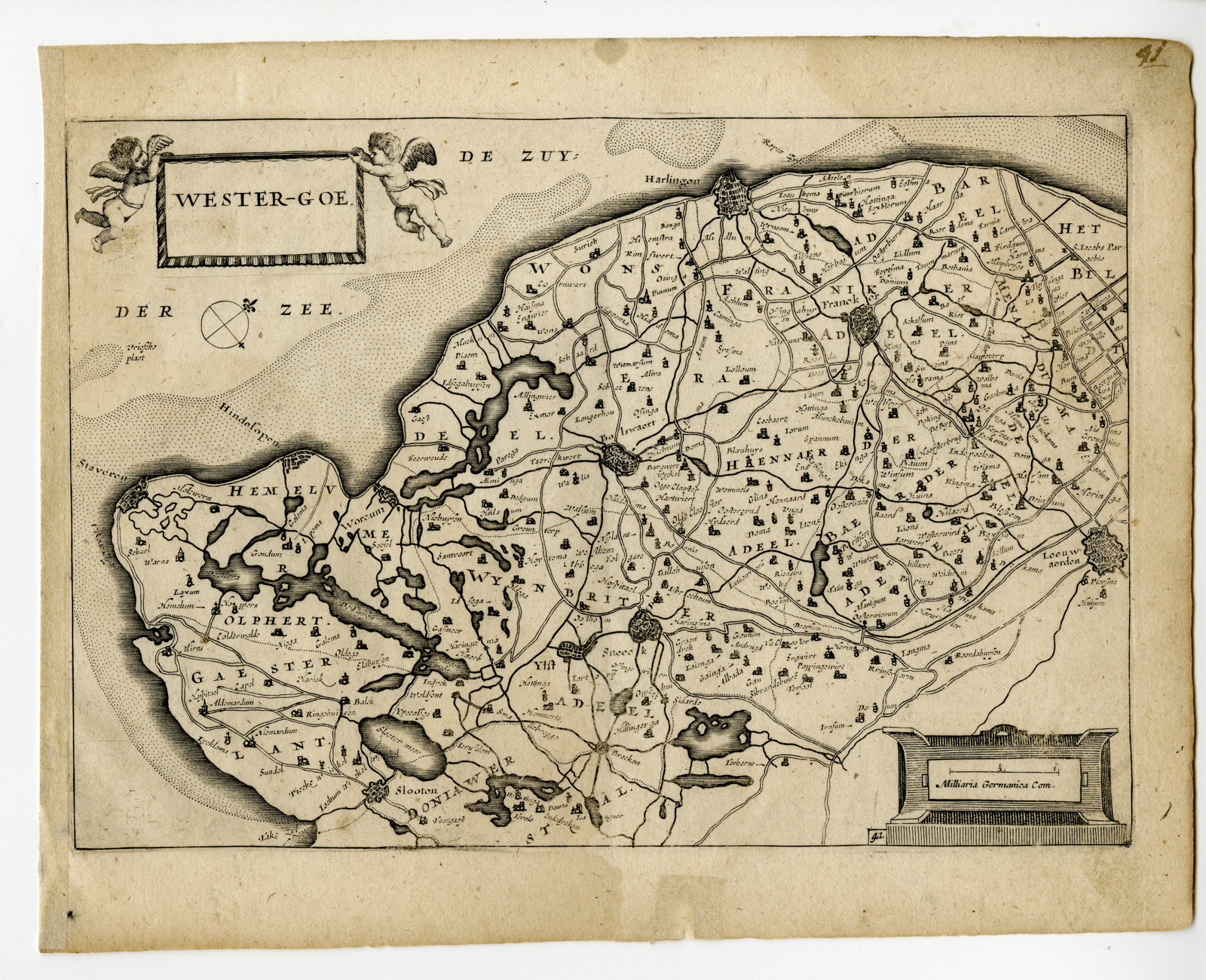 , Rare-Antique Map-WESTERGO-FRIESLAND-NETHERLANDS-Colom-c. 1635, Pictura Antique Prints