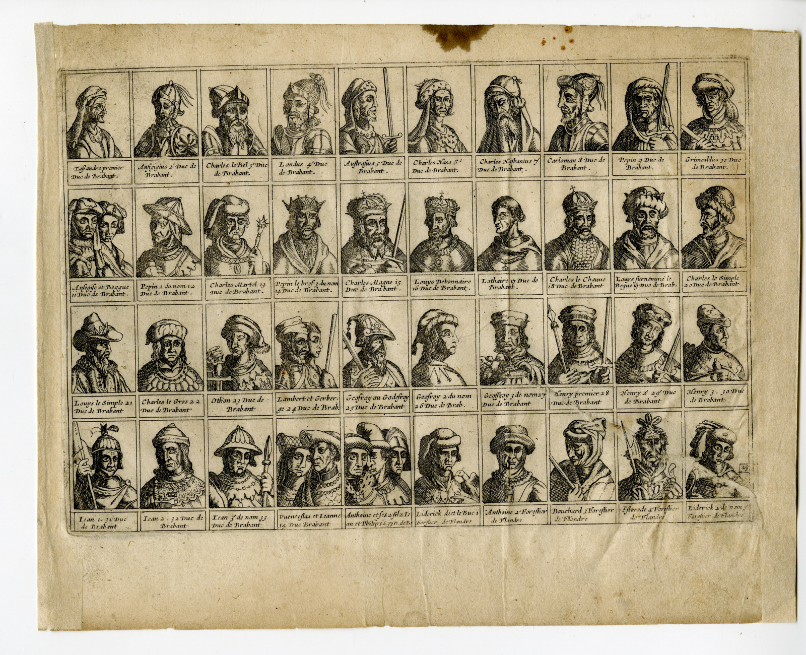 , Rare-Antique Print-FORESTIERS-DUKES-FLANDERS-BRABANT-RULERS-Colom-c. 1635, Pictura Antique Prints