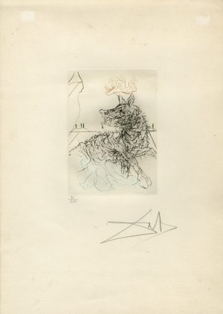 Antique Master Print-RICHARD-III-BOAR-SHAKESPEARE-ETCHING-Dali-1971