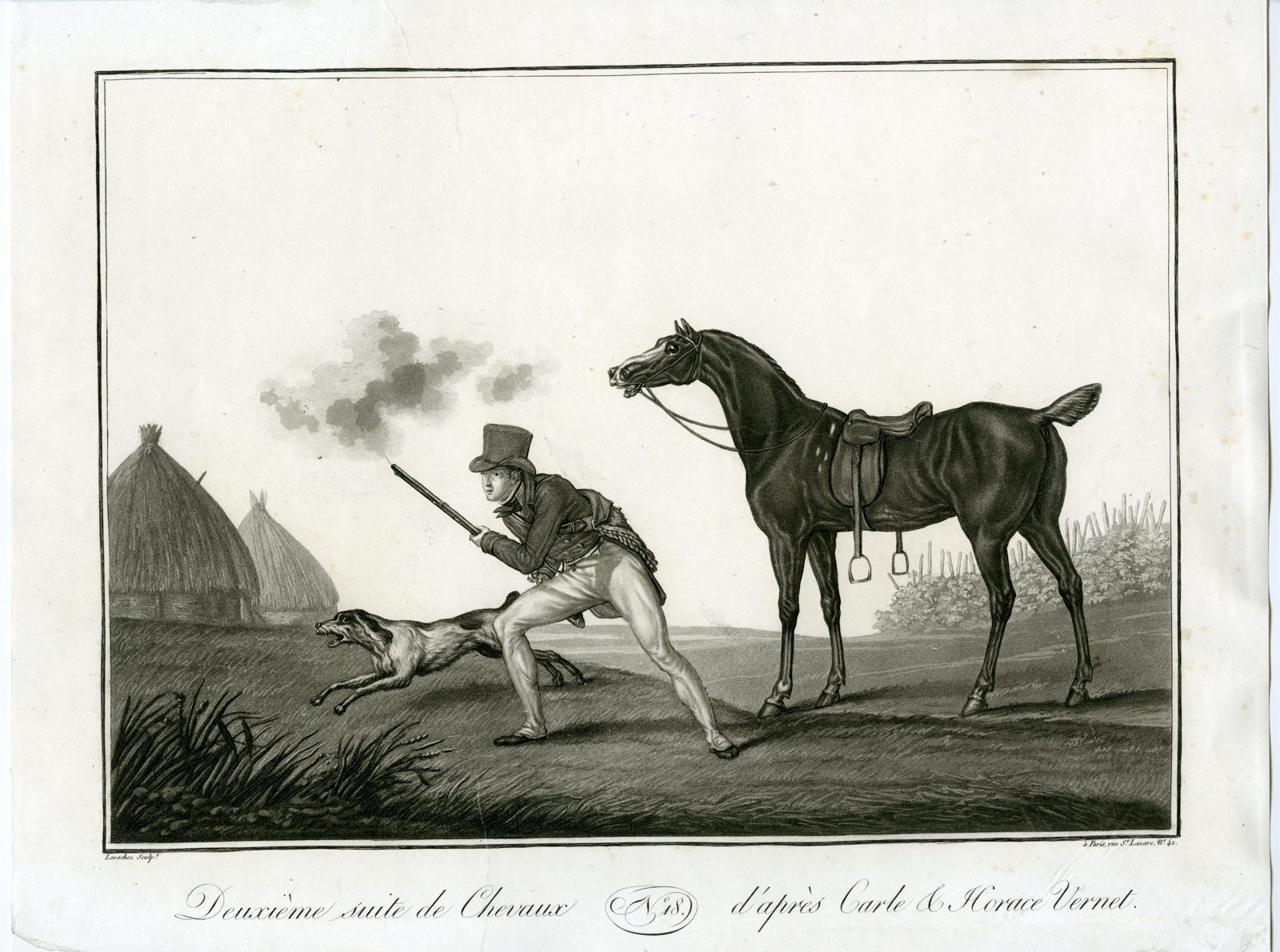 , Antique Master Print-DEUXIEME-SUITE-DE-CHEVAUX-N18-Levachez-Vernet-c.1800, Pictura Antique Prints