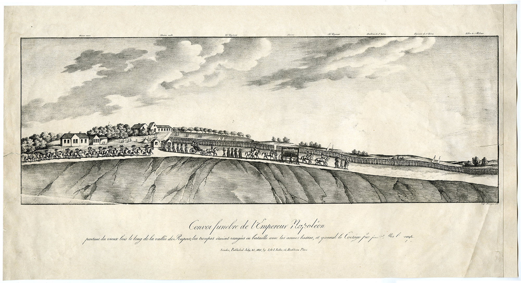 , Antique Master Print-FUNERAL-PROCESSION-NAPOLEON-Marryat-1821, Pictura Antique Prints