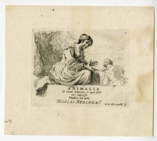 Antique Master Print-ANIMALIA-TITLEPLATE-Berchem-1646-1652