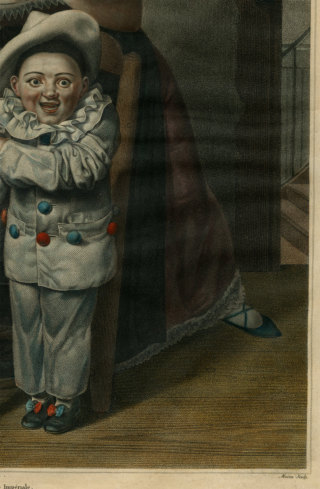 , Antique Master Print-COME-LAVESSI-IN-BOCCA-LITTLE PIERROT-Mecou-Sicardi-c.1820, Pictura Antique Prints