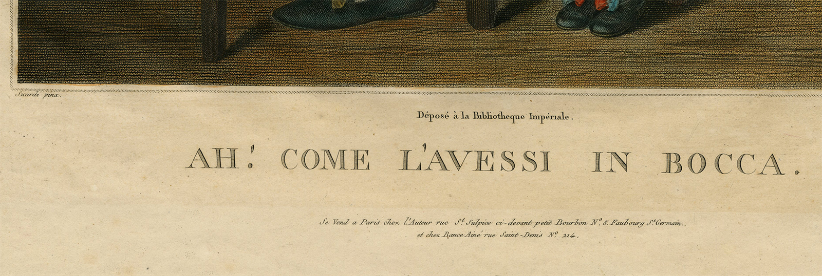 , Antique Master Print-COME-LAVESSI-IN-BOCCA-LITTLE PIERROT-Mecou-Sicardi-c.1820, Pictura Antique Prints