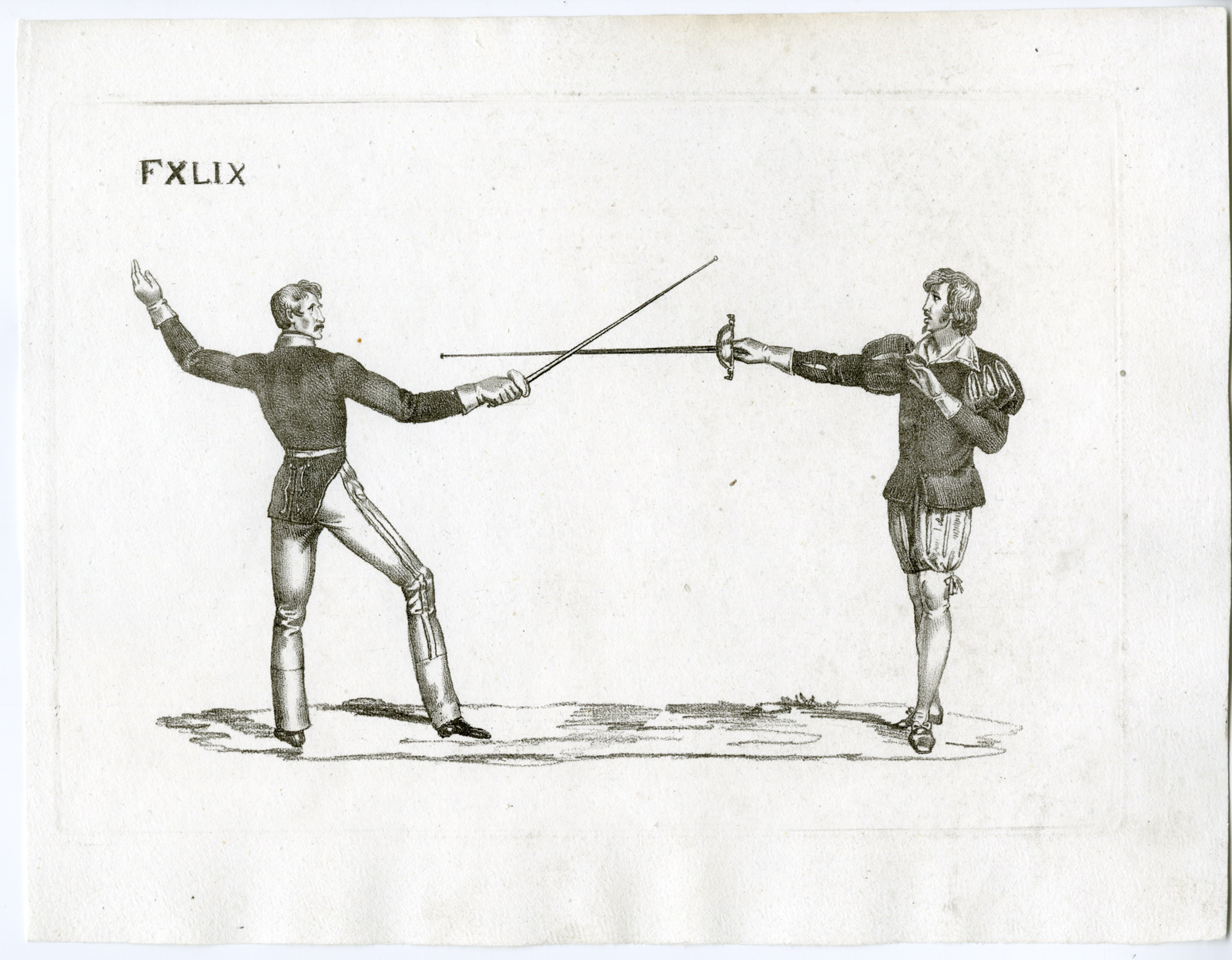 , Antique Print-TREATISE-FENCING-PLATE-FXLIX-Rados-1837, Pictura Antique Prints