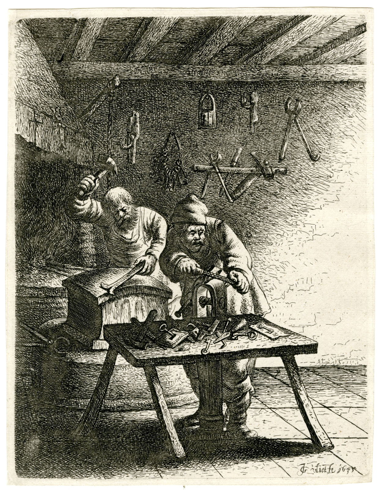 , 18-Rare-Antique Master Prints-CRAFTSMEN-SERIES-van Vliet-1635, Pictura Antique Prints