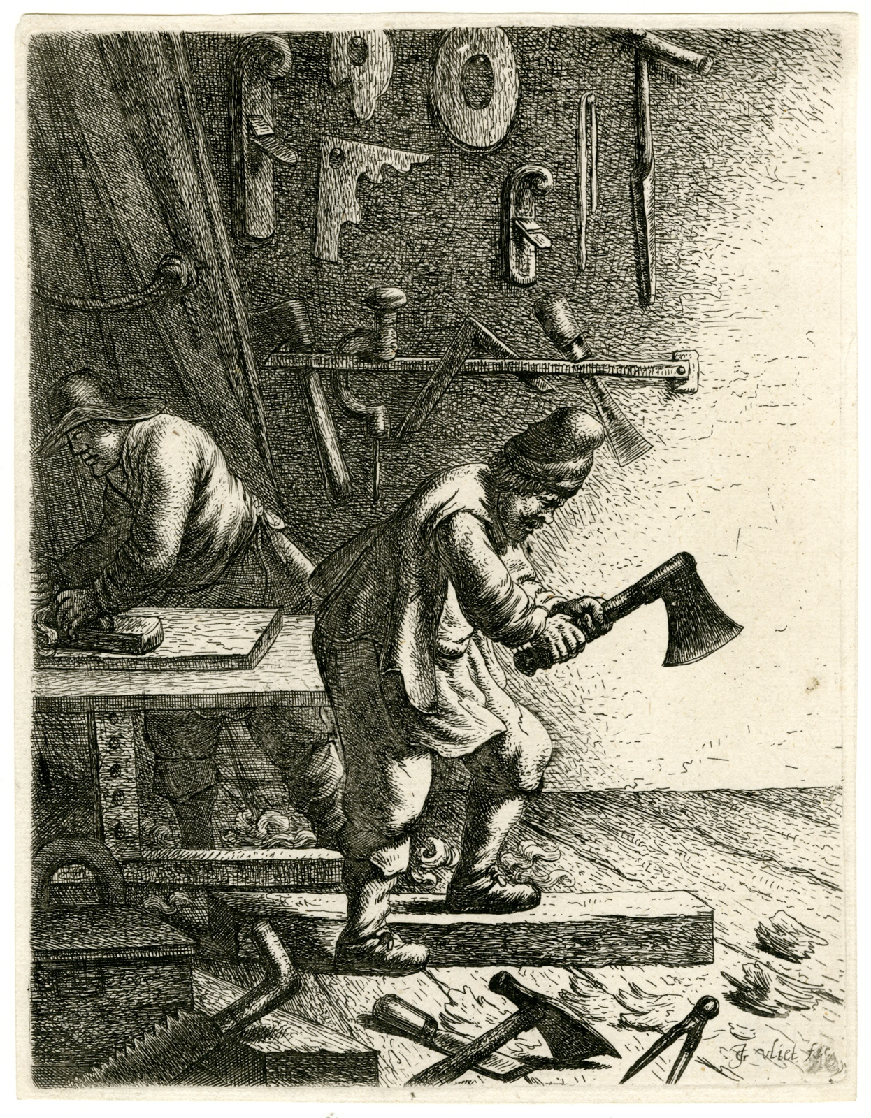 , 18-Rare-Antique Master Prints-CRAFTSMEN-SERIES-van Vliet-1635, Pictura Antique Prints