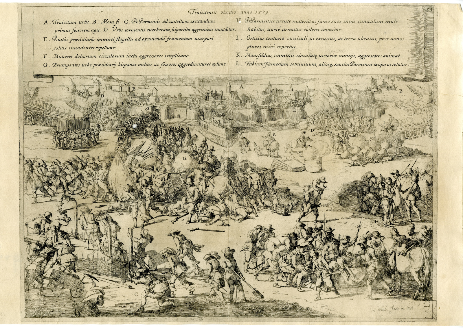 , Antique Print-MAASTRICHT-SIEGE-NETHERLANDS-EIGHTY YEARS? WAR-Miele-Strada-1640, Pictura Antique Prints