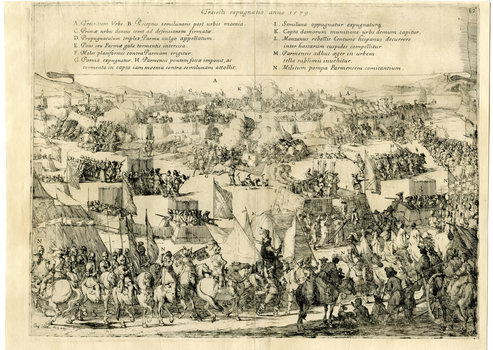 , Antique Print-MAASTRICHT-SIEGE-NETHERLANDS-EIGHTY YEARS? WAR-Miele-Strada-1640, Pictura Antique Prints