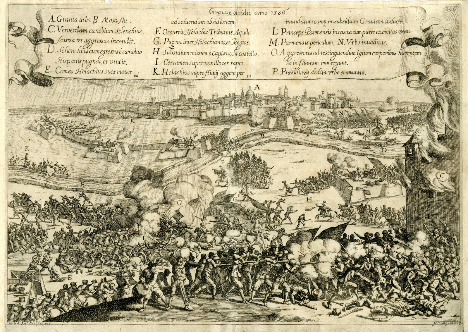 , Antique Print-GRAVE-SIEGE-NETHERLANDS-EIGHTY YEARS? WAR-Collignon-Strada-1640, Pictura Antique Prints