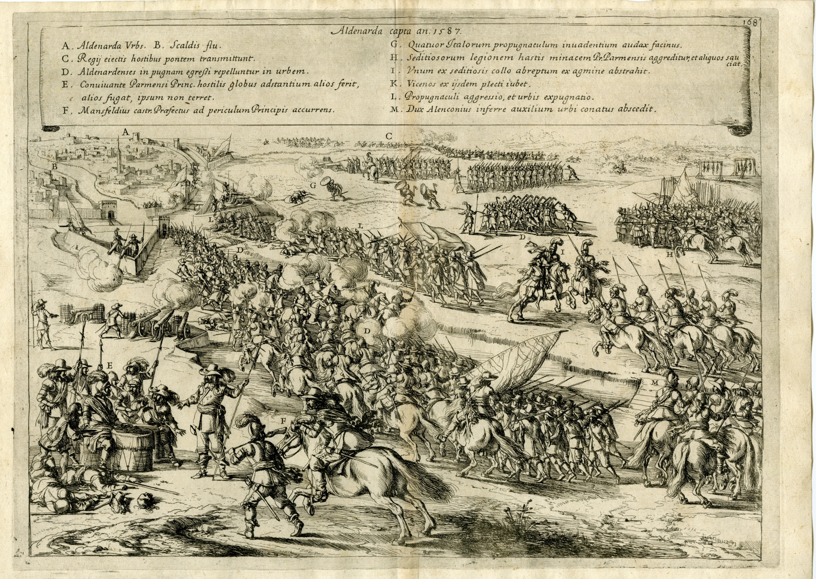 , Antique Print-OUDENAARDE-SIEGE-BELGIUM-EIGHTY YEARS? WAR-Strada-1640, Pictura Antique Prints