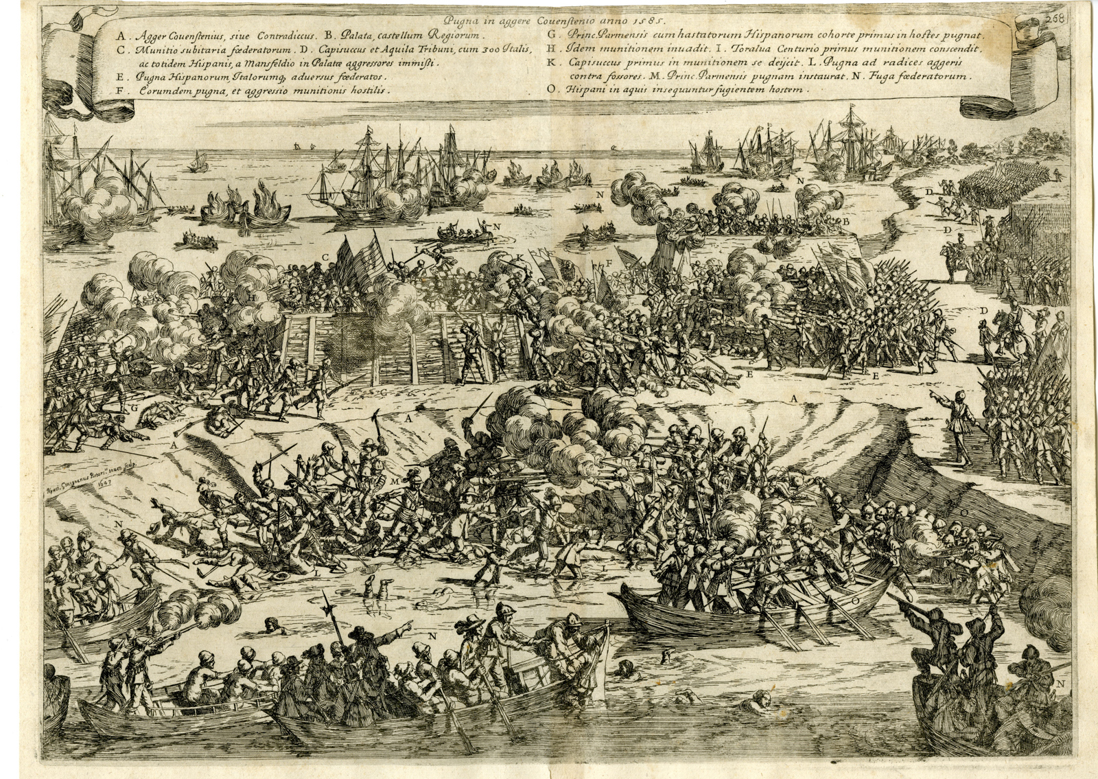 , Antique Print-KOUWENSTEINSEDIJK-ANTWERP-BATTLE-BELGIUM-80 YEARS? WAR-Strada-1640, Pictura Antique Prints