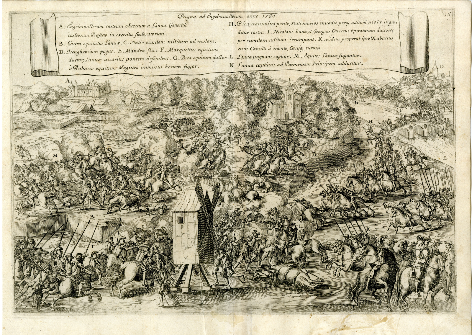 , Antique Print-INGELMUNSTER-BATTLE-BELGIUM-EIGHTY YEARS? WAR-Strada-1640, Pictura Antique Prints