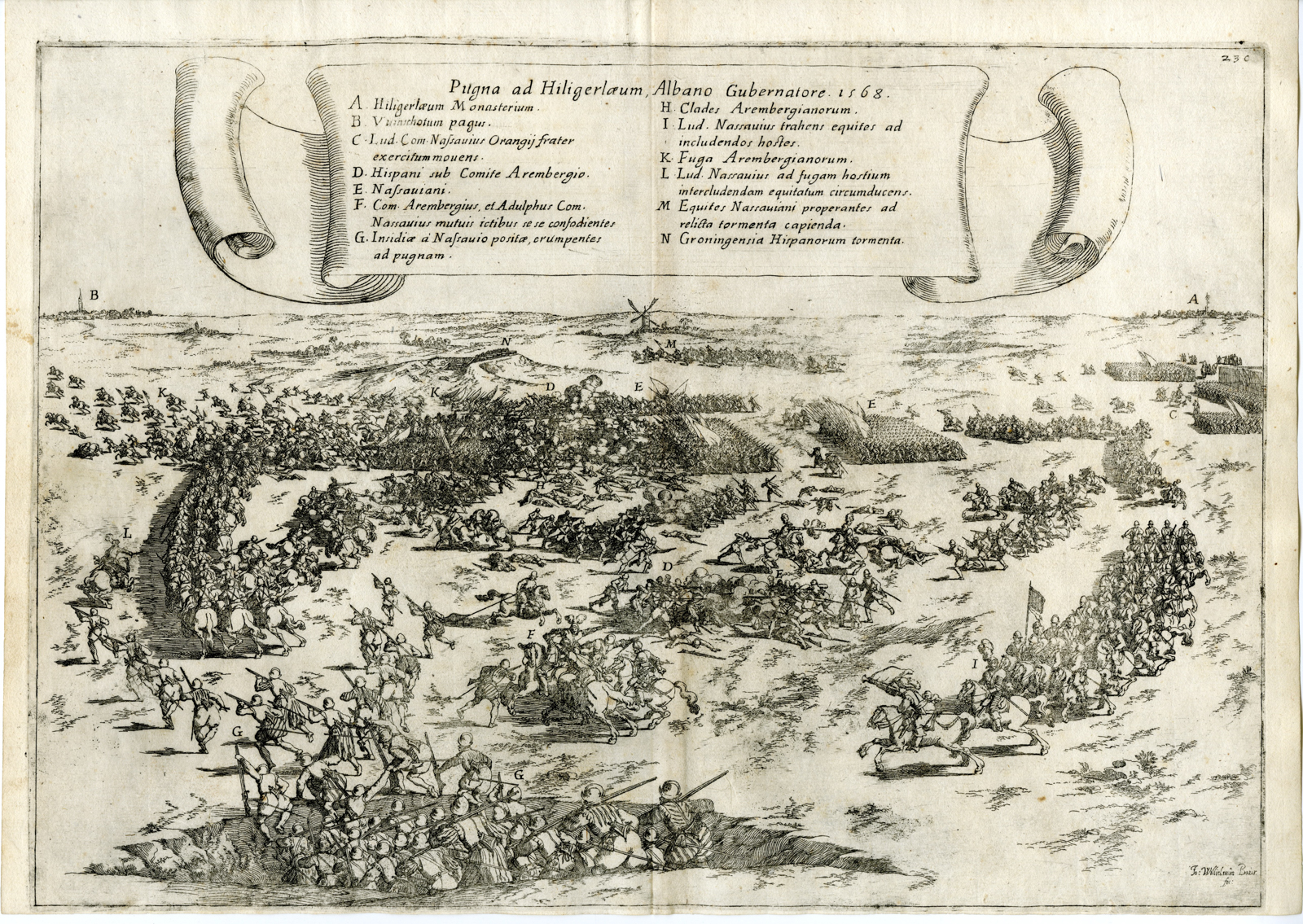 , Antique Print-BATTLE-HEILIGERLEE-GRONINGEN-NETHERLANDS-Baur-Strada-1640, Pictura Antique Prints