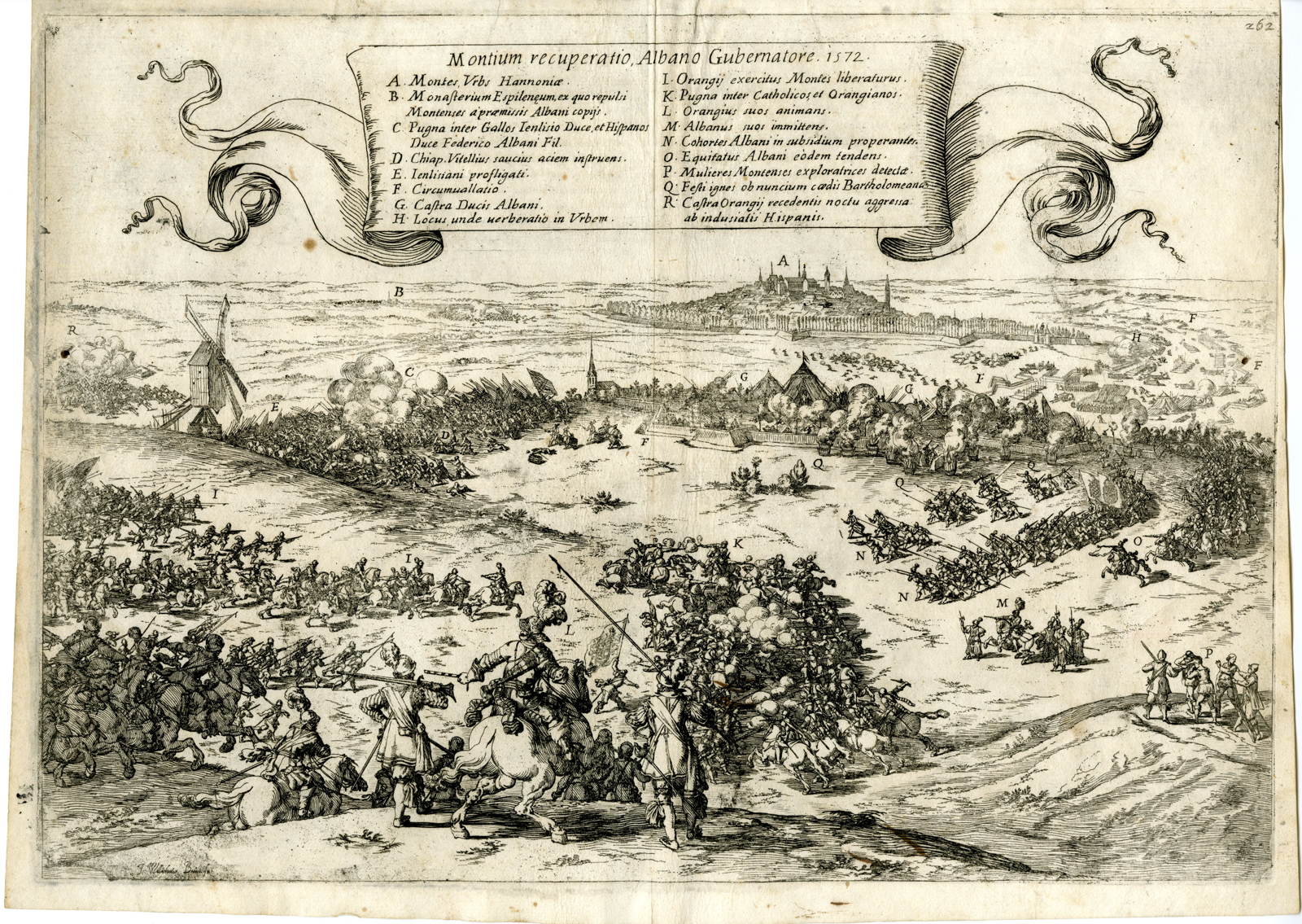 , Antique Print-BATTLE-MONS-BELGIUM-DUKE OF ALVA-NASSAU-Baur-Strada-1640, Pictura Antique Prints