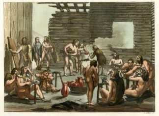 Antique Print-ANCIENT-GERMANS-FEAST-TRIBAL-LIFE-Gallina-Ferrario-1824