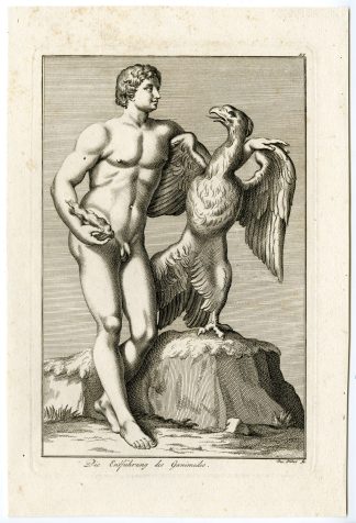 Antique Master Print-GANYMEDES-ABDUCTION-EAGLE-ZEUS=GREEK MYTHOLOGY-Stober-1795