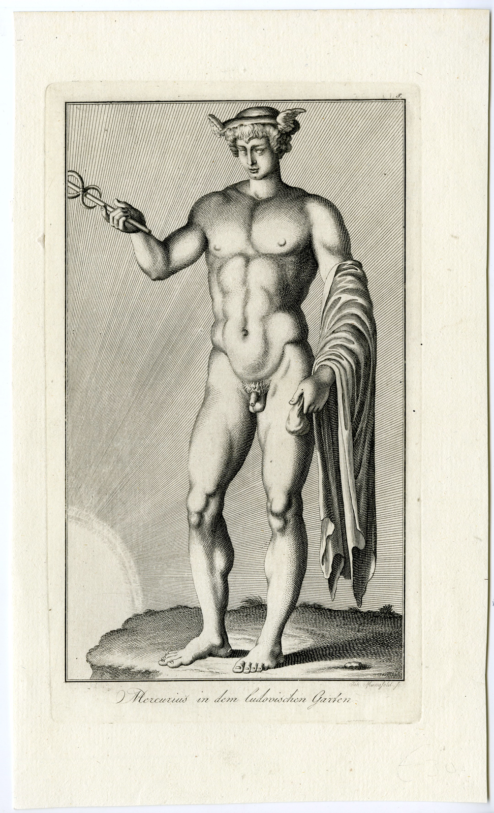 , Antique Master Print-MERCURY-HERMES-MERCURIUS-MYTHOLOGY-Mansfeld-1795, Pictura Antique Prints