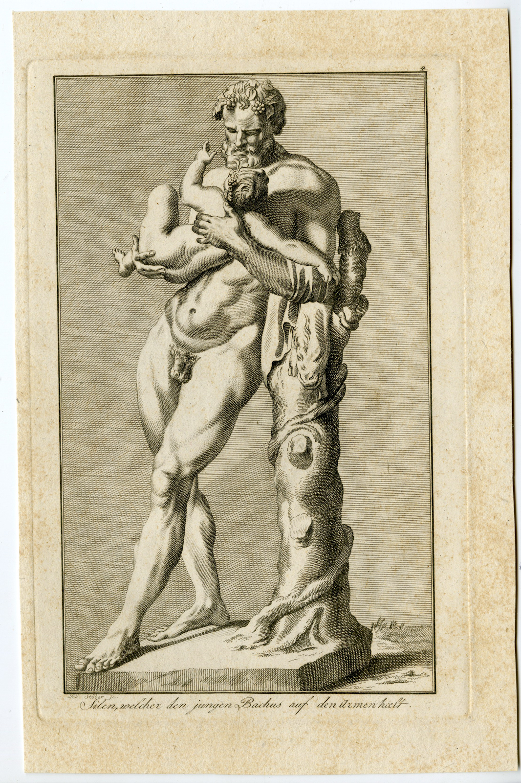 , Antique Master Print-SILENUS-YOUNG DIONYSUS-BACCHUS-MYTHOLOGY-Stober-1795, Pictura Antique Prints