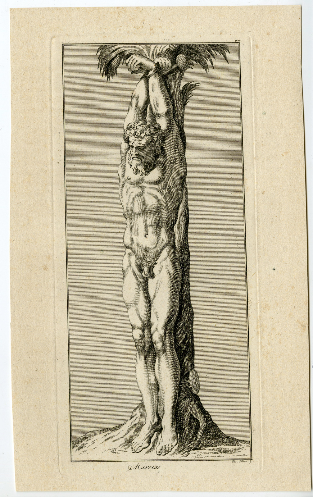 , Antique Master Print-MARSYAS-SATYR-STATUE-GREEK MYTHOLOGY-Stober-1795, Pictura Antique Prints