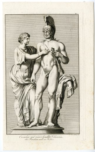Antique Master Print-COROLIANUS-VOLUMNIA-STATUE-ROMAN MYTHOLOGY-Stober-1795