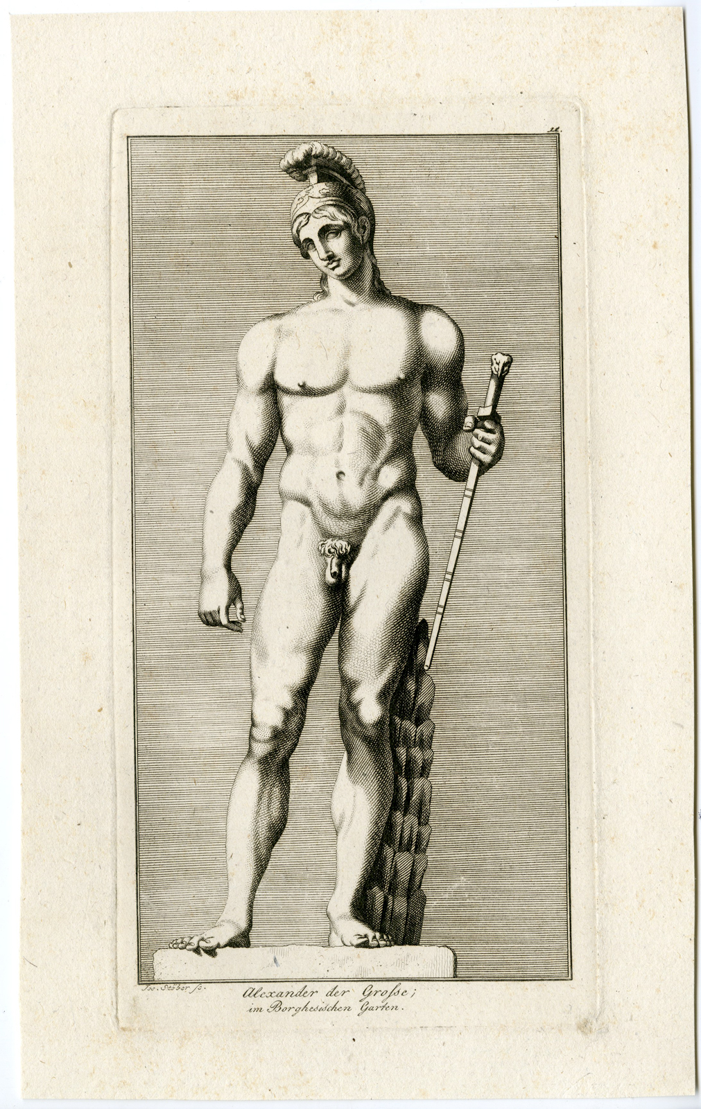 , Antique Master Print-ALEXANDER THE GREAT-STATUE-VILLA BORGHESE-ROME-Stober-1795, Pictura Antique Prints