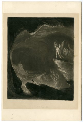 Antique Master Print-PARADISE-LOST-SATAN-FALLEN-ANGELS-HELL-John Martin-1825