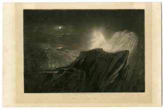 Antique Master Print-PARADISE-LOST-ANGELS-GUARDING-PARADISE-John Martin-1825