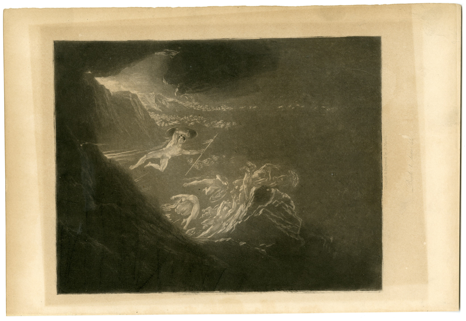 , Antique Master Print-PARADISE-LOST-FALL-REBEL-ANGELS-John Martin-1825, Pictura Antique Prints