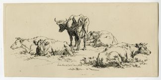 Antique Master Print-COWS-PASTORAL-Hills-1806