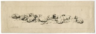 Antique Master Print-SHEEP-PASTORAL-Hills-1808
