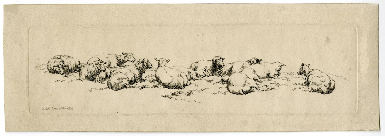 , Antique Master Print-SHEEP-PASTORAL-Hills-1808, Pictura Antique Prints