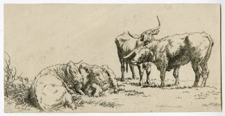Antique Master Print-CATTLE-GROUP-Hills-1801