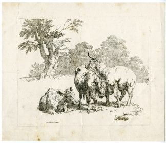Antique Master Print-CATTLE-GROUP-TREES-CLEARING-Hills-1802