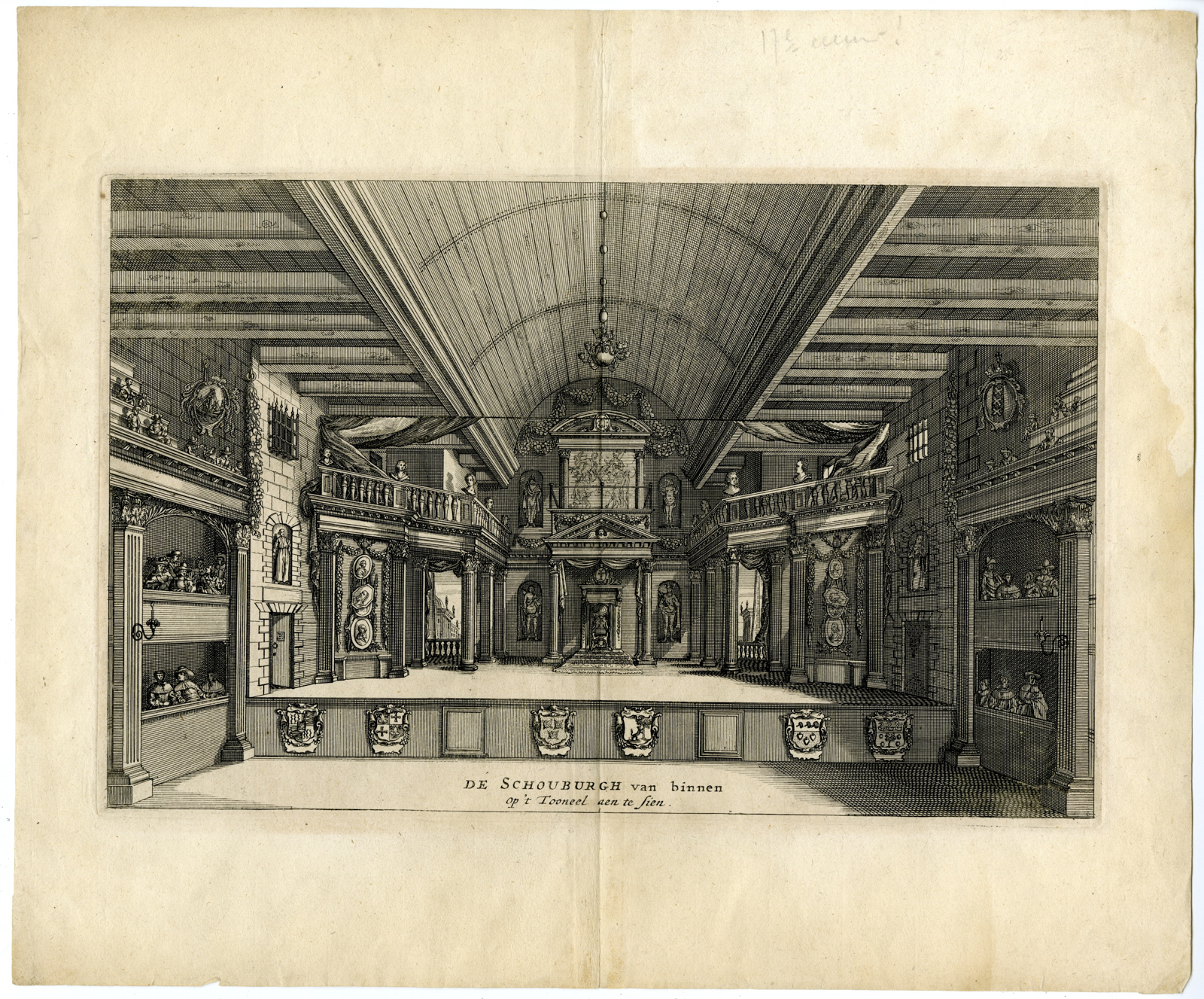 , Antique Print-AMSTERDAM-SCHOUWBURGH-INTERIOR-van Meurs-1663-1664, Pictura Antique Prints