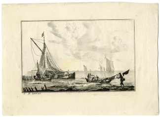 Antique Master Print-MARINE-FISHERMAN-NET-Zeeman-c.1656