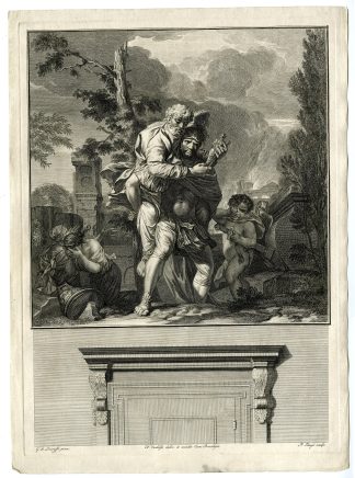 Antique Master Print-AENEAS-ESCAPING-TROY-Tanje-de Lairesse-Verkolje-1737