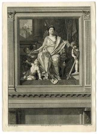 Antique Master Print-ALLEGORY-OF-JUSTICE-Duflos-de Lairesse / Verkolje-1737