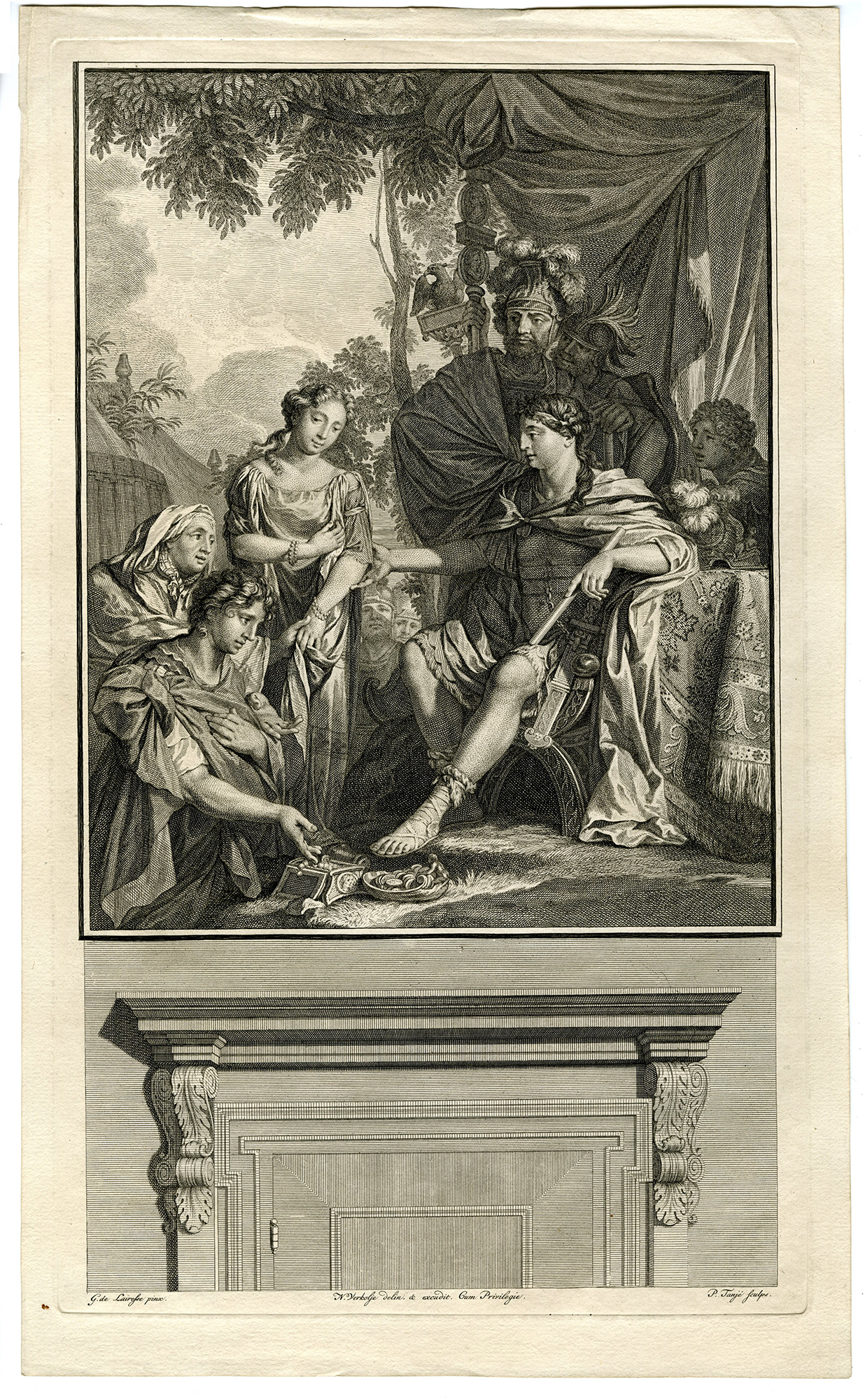 , Antique Master Print-CONTINENCE-OF-SCIPIO-Tanje-de Lairesse-Verkolje-1737, Pictura Antique Prints
