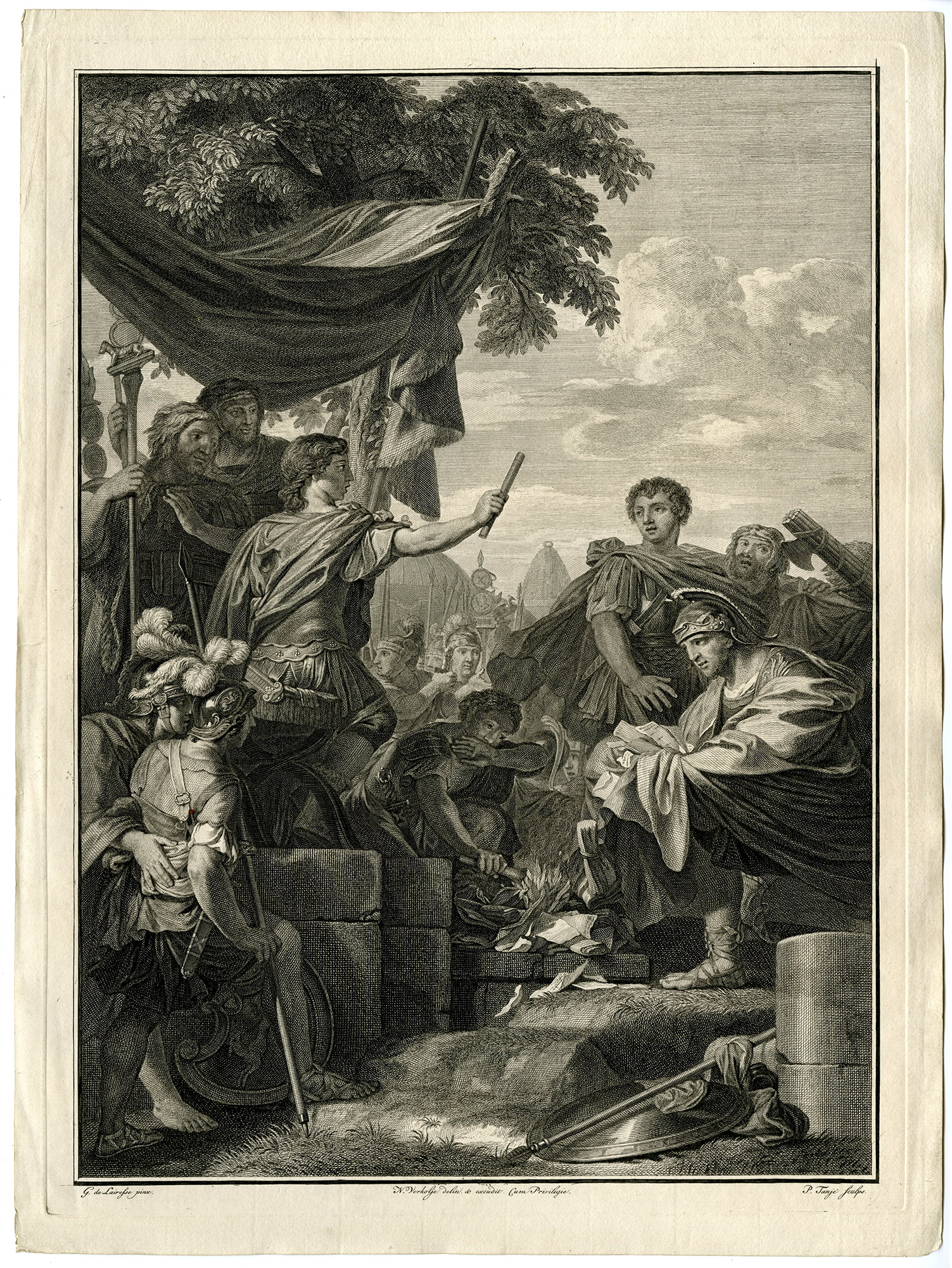 , Antique Master Print-POMPEIUS-BURNS-LETTERS-Tanje-de Lairesse-Verkolje-1737, Pictura Antique Prints