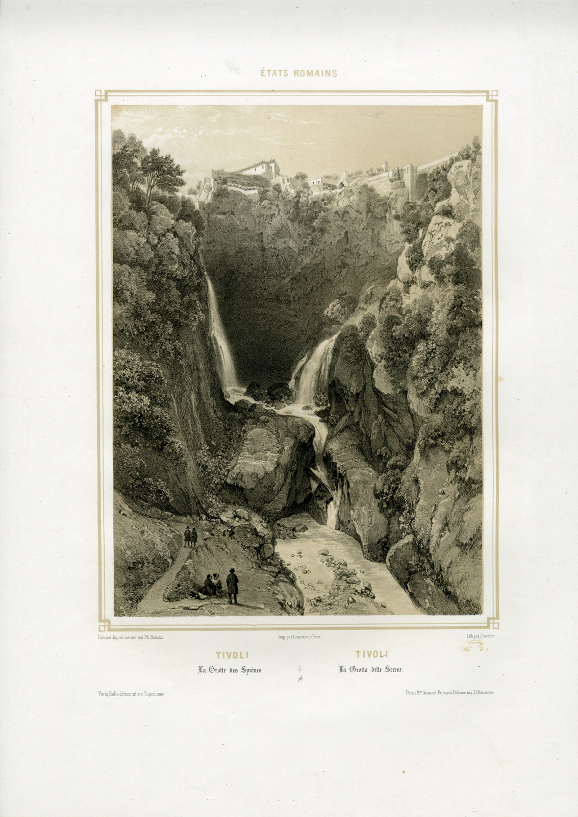 , Antique Master Print-TIVOLI-GROTTA-DELLE-SIRENE-Jacottet-Benoist-1845-1852, Pictura Antique Prints