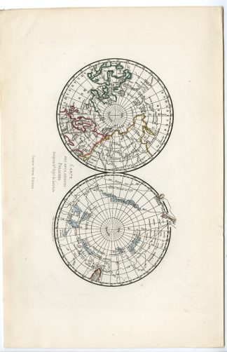 Antique Map-NORTH POLE-SOUTH-POLAR REGIONS-Buffon-1853