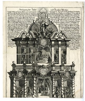 Rare-Antique Master Print-AUGSBURG-CONFESSION-BROADSHEET-Boeck-Miller-c.1730