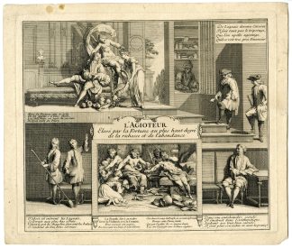 Antique Master Print-L'AGIOTEUR-SPECULATOR-FINANCE-SATIRE-Gillot-c.1720