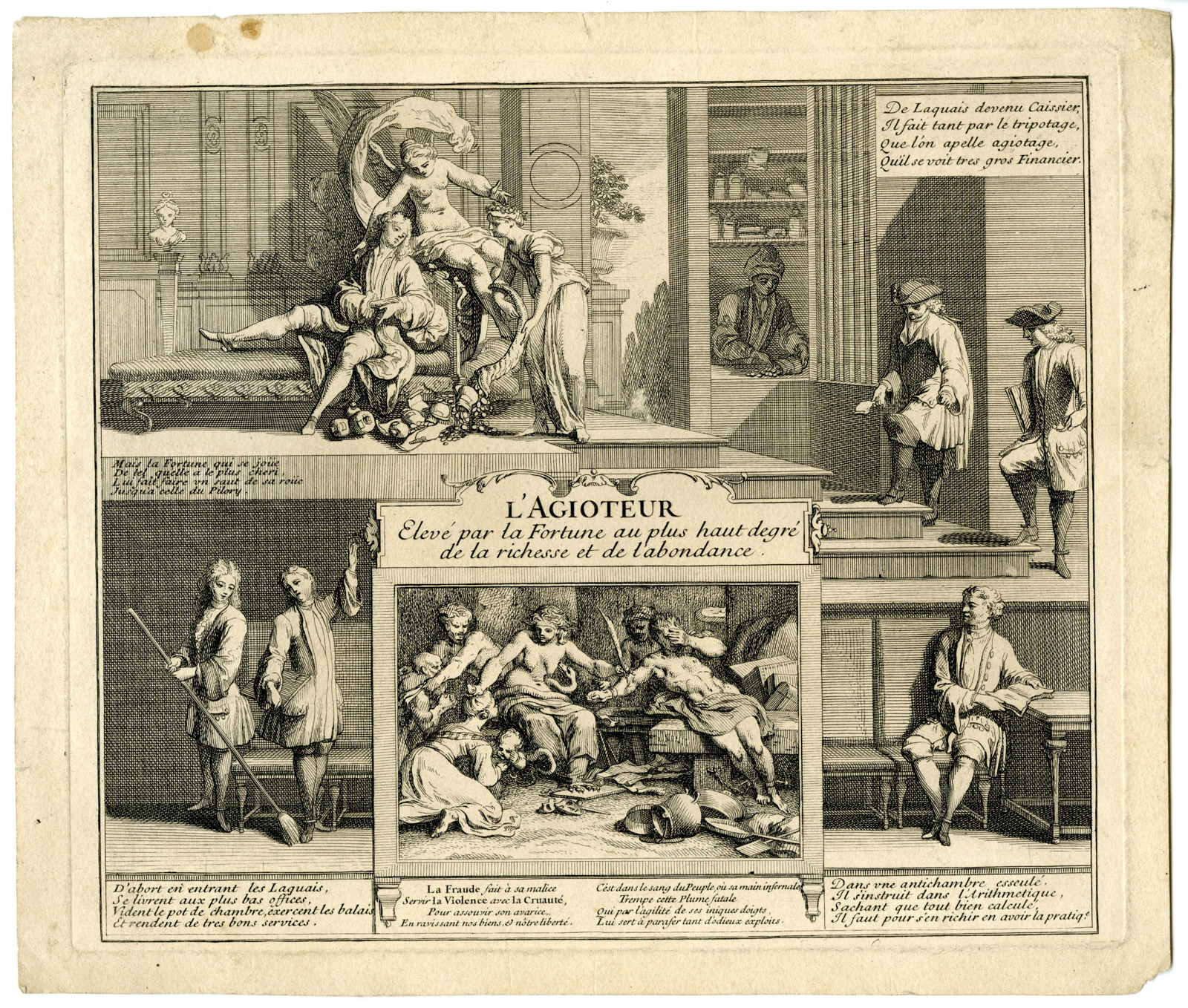 Pictura 07936 416x353 Antique Master Print-L'AGIOTEUR-SPECULATOR-FINANCE-SATIRE-Gillot-c.1720