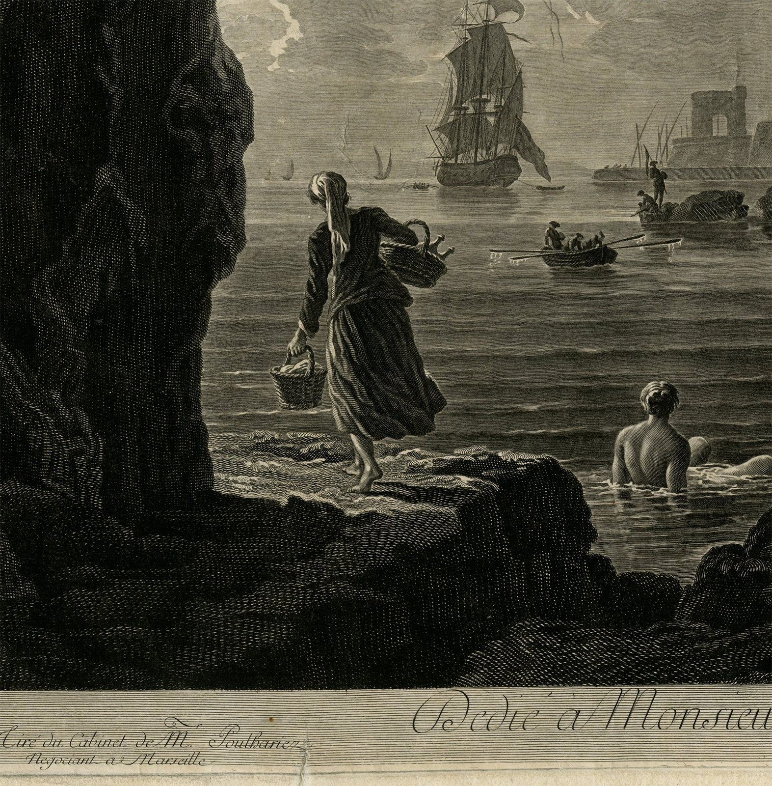 , Antique Master Print-LES-BAIGNEUSES-VERNET-GROTTO-Balechou-Vernet-c.1757, Pictura Antique Prints