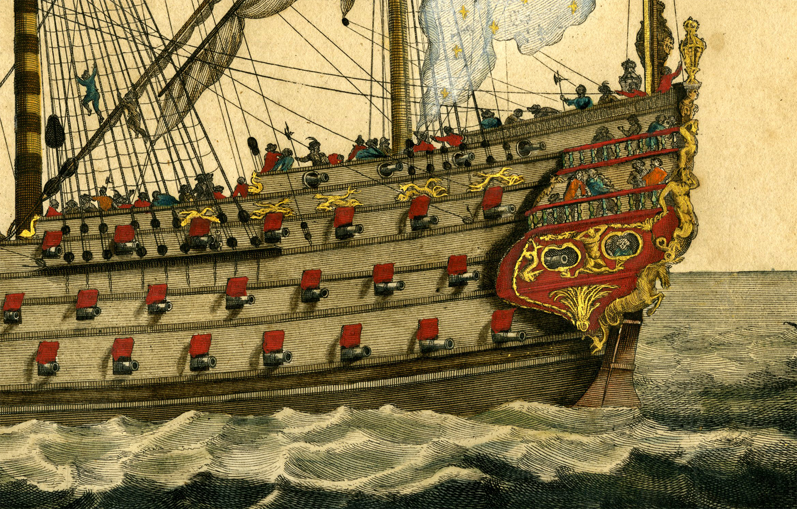 Pictura 07950 416x265 Antique Master Print-FRENCH-ADMIRAL-SHIP-GOLD-NEPTUNE-Vianen-Passebon-1693 - Image 2