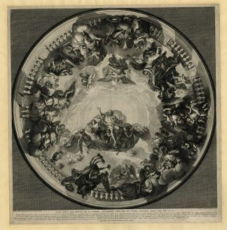 Antique Master Print-CEILING PAINTING-SCEAUX-NEW TESTAMENT-Picart-Le Brun-1724