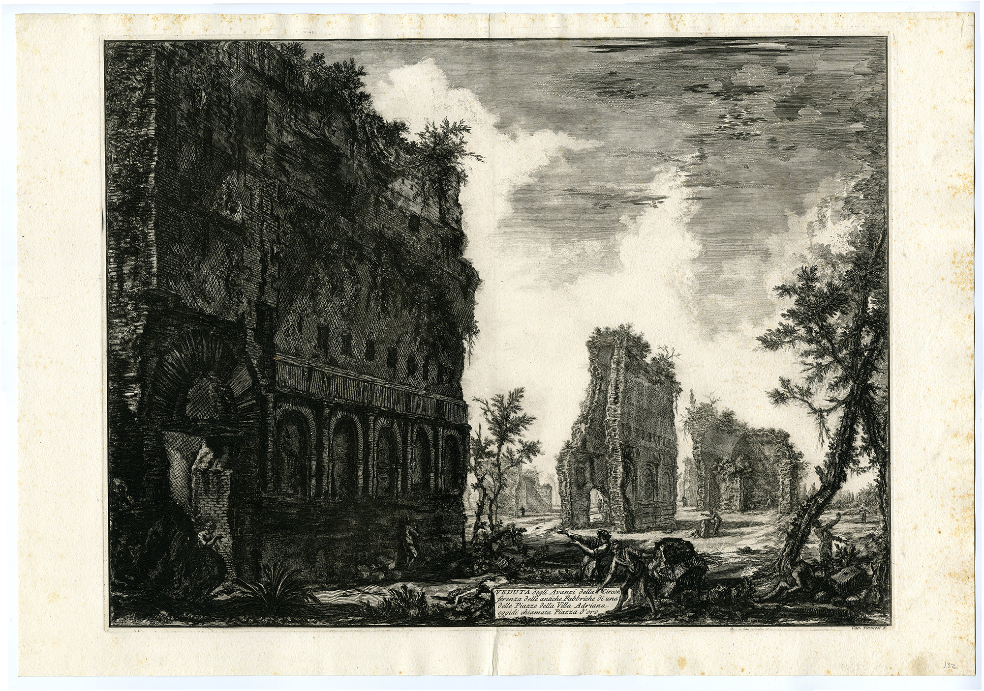 , Antique Master Print-PIAZZA-DORO-HADRIAN-VILLA-TIVOLI-Piranesi-1756-1770, Pictura Antique Prints