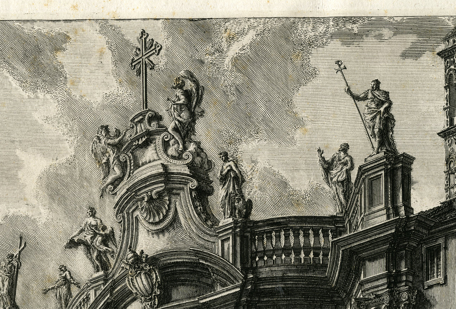 , Antique Master Print-BASILICA-HOLY CROSS-JERUSALEM-FACADE-ROMA-Piranesi-1756, Pictura Antique Prints